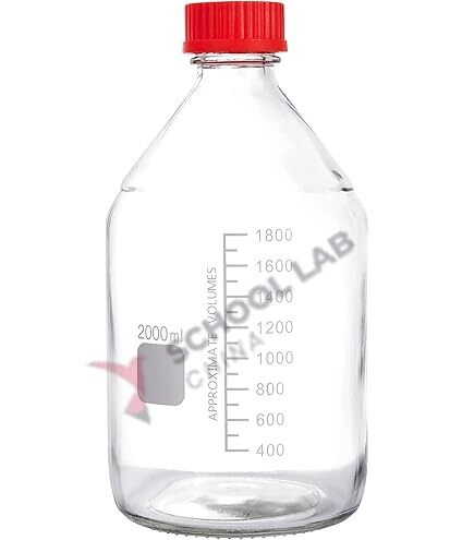 Screw Top Reagent Bottle - Clear/Red Cap - 2000ml